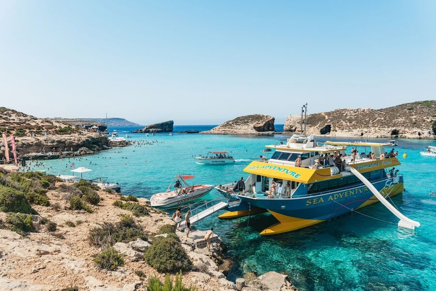 Comino: Blue Lagoon, Crystal Lagoon, and Seacaves Tour - Crystal Lagoon, a quieter first swim when weather allows