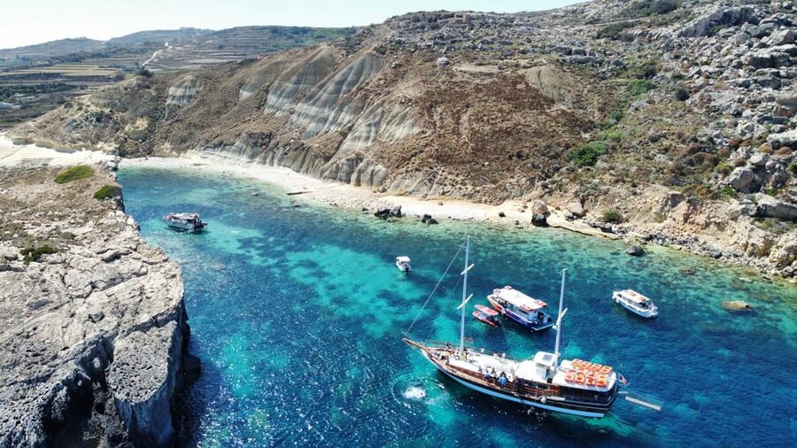 Comino Island , Blue lagoon, Crystal Lagoon & Gozo & Caves - Blue Lagoon gives you the longest water stop