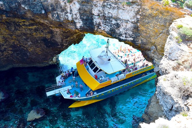 Gozo & Comino Islands, Blue Lagoon & Seacaves Tour - Bugibba Jetty and the first look at Malta from sea