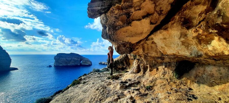 Gozo Unveiled: Guided Hiking in Gozo - The West - Fungus Rock and the approach to Dwejra