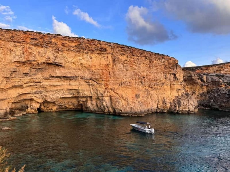 Malta: Blue Lagoon, Caves, Comino & Gozo Private Boat Trip - Crystal Lagoon and its sea caves