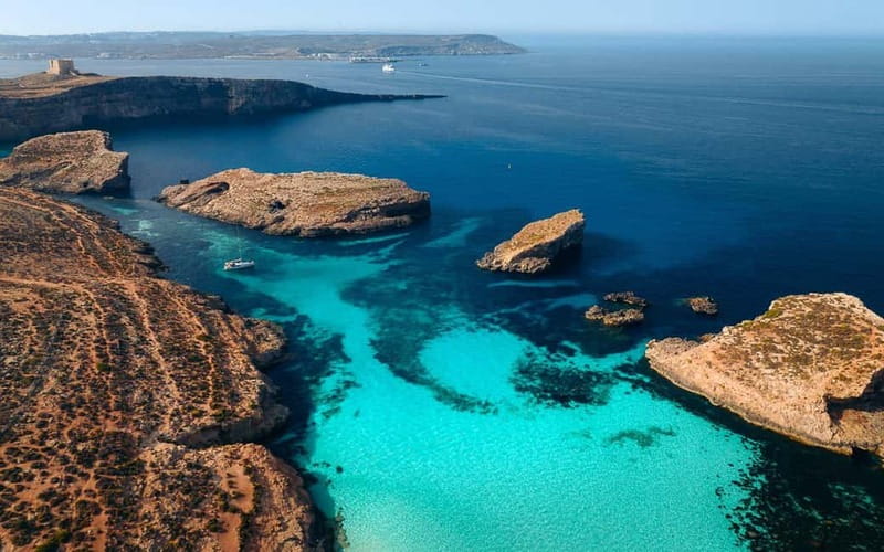 Malta: Blue Lagoon, Comino, Gozo & Crystal Lagoon Sea Caves - Crystal Lagoon and the water slide