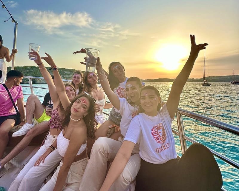 Malta: Boat Party to Blue Lagoon and Comino with Open Bar - A sunset party boat, not a quiet island cruise