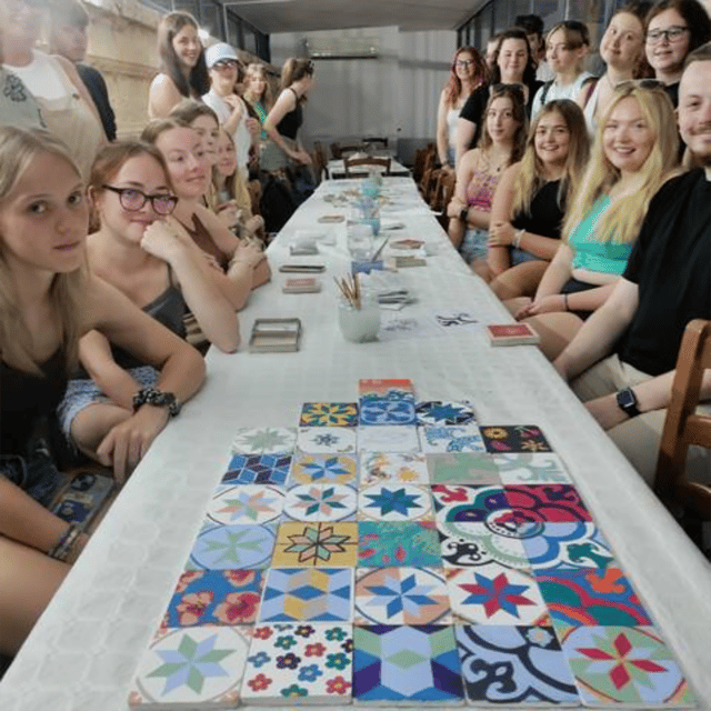 Maltese Tile - Souvenir painting workshop with local - Shaping the 10 x 10 cm white-cement coaster