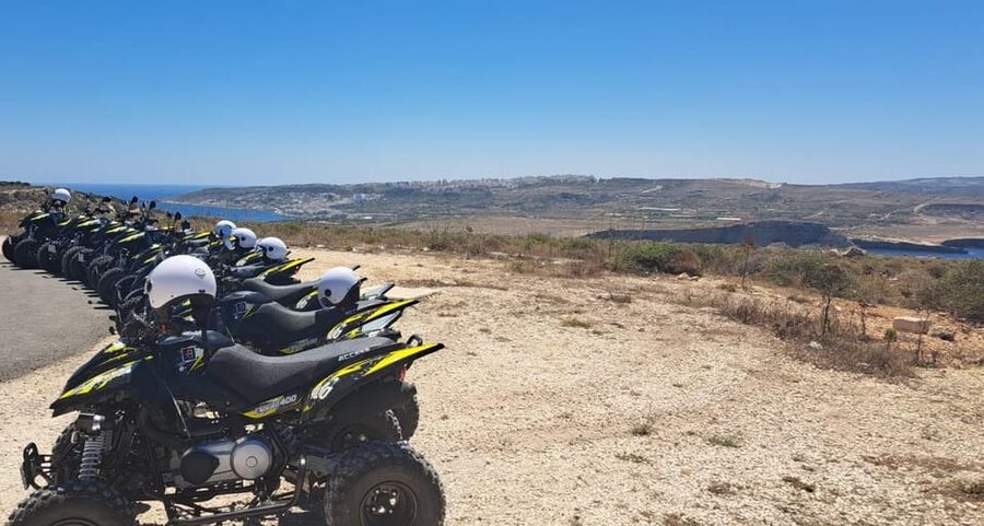 North Malta: Quad Bike Tour with Scenic Land, Sea & Swimming - The viewpoint above Popeye Village