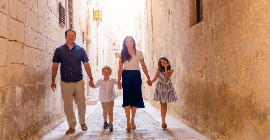 Private Photoshoot in Malta - Walking From Triton Fountain Into Valletta