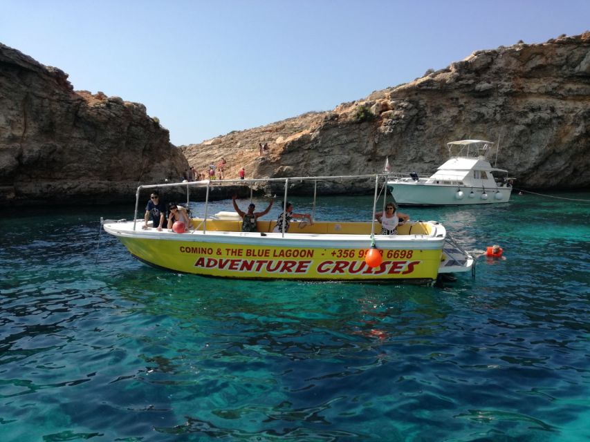 Sliema: Boat Trip to Comino Blue Lagoon, Gozo, and Caves - Crystal Lagoon: the first swim
